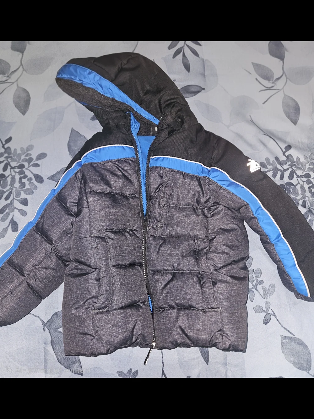 ZeroXposur Black and Blue Hooded Kids Puffer Jacket